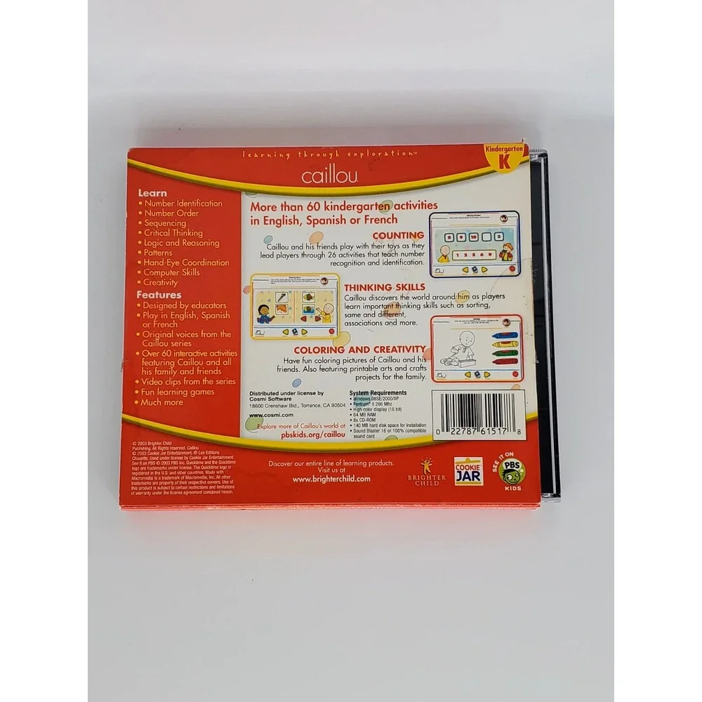 Caillou Kindergarten More‎ Than 60 Activities, PC CD-ROM Software